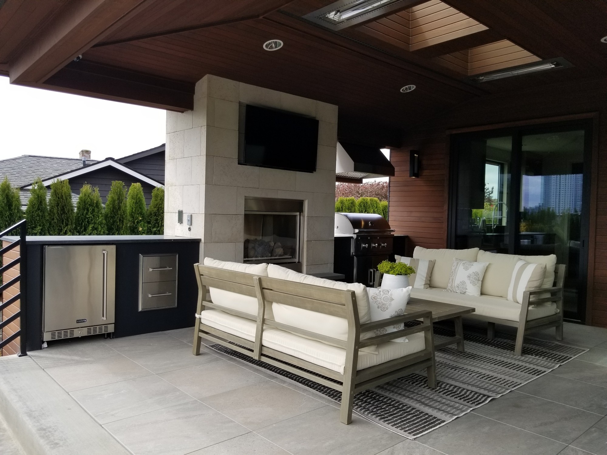 Outdoor Stone Fireplace - Custom Stone Veneer Installation